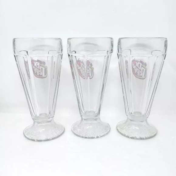 Vintage Cherry Vanilla Dr Pepper Ice Cream Soda Fountain Style Glasses Set of 3 - Picture 3 of 11